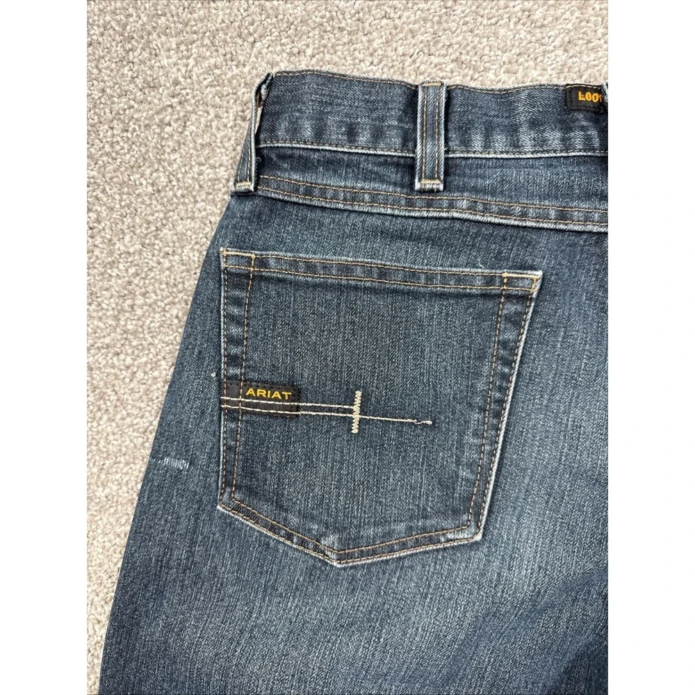 Ariat Rebar M5 Straight Leg Jeans Men's 30x34 Dark Wash Stretch Work Denim
